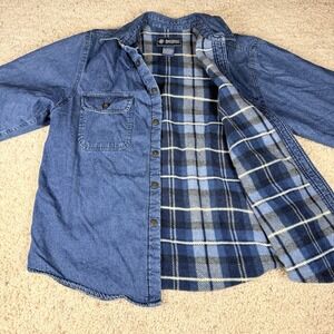 Northeast Outfitters Jacket Mens M Blue Denim Shacket Fleece Lined Quilt Sleeves